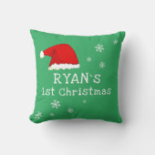 Baby`s First Christmas Green Weihnachtsmannmütze S Kissen (Vorderseite)