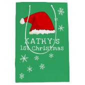 Baby`s First Christmas Green Weihnachtsmannmütze S Mittlere Geschenktüte (Vorderseite)
