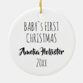 Baby`s First Christmas Modern Typografy Foto Keramik Ornament (Hinten)