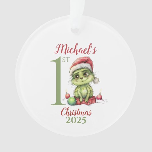Baby’s First Christmas Ornament with Cute Grinch (Vorderseite)