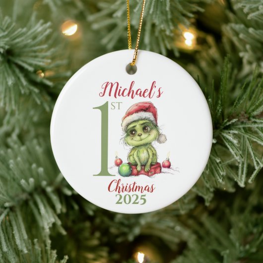 Baby’s First Christmas Ornament with Cute Grinch (Baum)