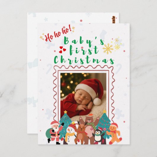 Baby’s First Christmas Personalized Postkarte (Vorne/Hinten)