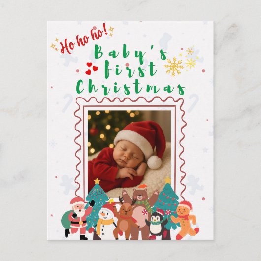 Baby’s First Christmas Personalized  Postkarte (Vorderseite)