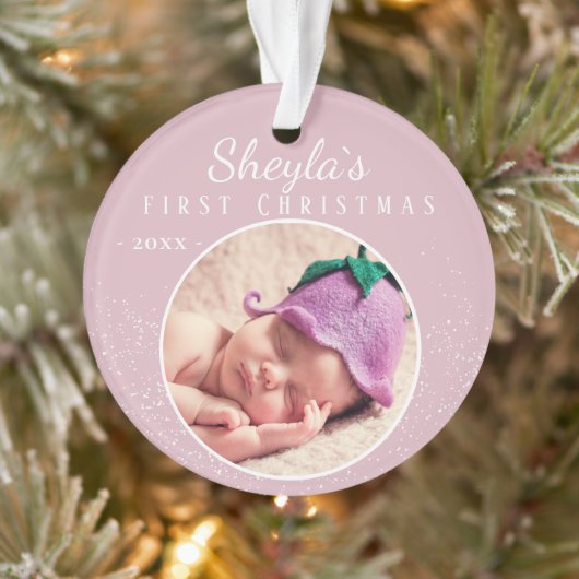 Baby`s First Christmas Pink Baby Girl Foto Ornament (Baum)