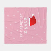 Baby`s First Christmas Pink Weihnachtsmannmütze Sn Fleecedecke (Vorderseite (Horizontal))