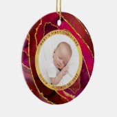 Baby’s First Christmas Red and Gold Geode Foto Keramik Ornament (Rechts)