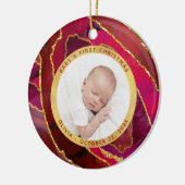 Baby’s First Christmas Red and Gold Geode Foto Keramik Ornament (Links)