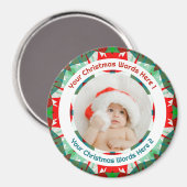 Baby’s First Christmas Red Green Family Photo Gift Magnet (Vorderseite/Rückseite)