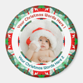 Baby’s First Christmas Red Green Family Photo Gift Magnet