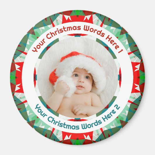 Baby’s First Christmas Red Green Family Photo Gift Magnet (Vorne)