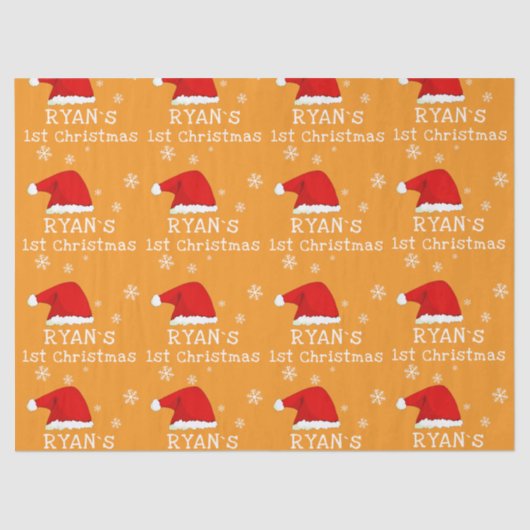 Baby`s First Christmas Red Santa Hat Snowflake Seidenpapier (Vorderseite)