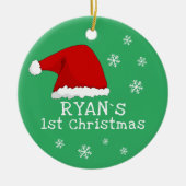 Baby`s First Christmas Red Weihnachtsmannmütze Sno Keramik Ornament (Vorne)