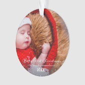 Baby`s First Christmas Script Weihnachts-Foto Ornament (Vorderseite)