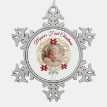 Baby’s First Christmas Snowflake Photo Ornament
