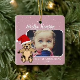 Baby`s First Christmas Teddy Bear Weihnachtsmannmü Keramikornament
