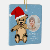 Baby`s First Christmas Teddy Bear Weihnachtsmannmü Keramikornament (Rechts)