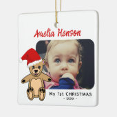 Baby`s First Christmas Teddy Bear Weihnachtsmannmü Keramikornament (Links)