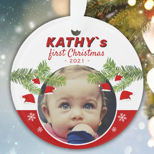 Baby`s First Christmas Weihnachtsmannmütze Pine Fo Ornament