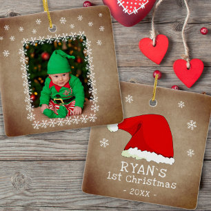 Baby`s First Christmas Weihnachtsmannmütze Snowfla Keramikornament