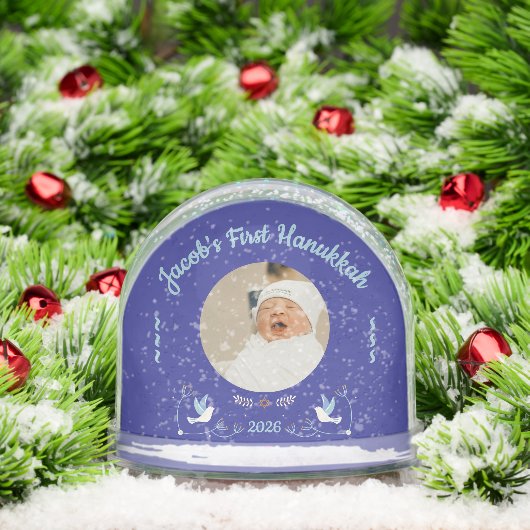 Baby’s First Hanukkah Custom Photo Snow Globe Schneekugeln (Weihnachten)