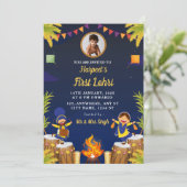 Baby’s First Lohri Celebration Card with Photo Einladung (Stehend Vorderseite)