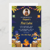 Baby’s First Lohri Celebration Card with Photo Einladung (Vorne/Hinten)