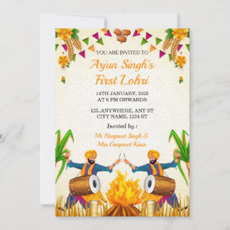 Baby’s First Lohri Invitation, Punjabi Lohri Card Einladung