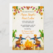Baby’s First Lohri Invitation, Punjabi Lohri Card Einladung (Vorne/Hinten)