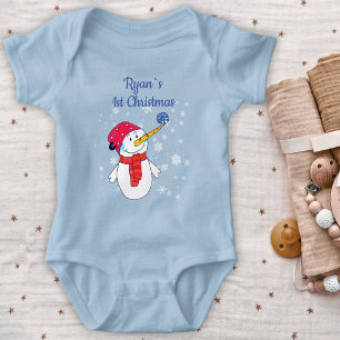 Baby`s I Christmas Niedlich Snowman Snowflake Boy Baby Strampler