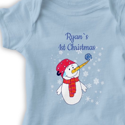 Baby`s I Christmas Niedlich Snowman Snowflake Boy Baby Strampler