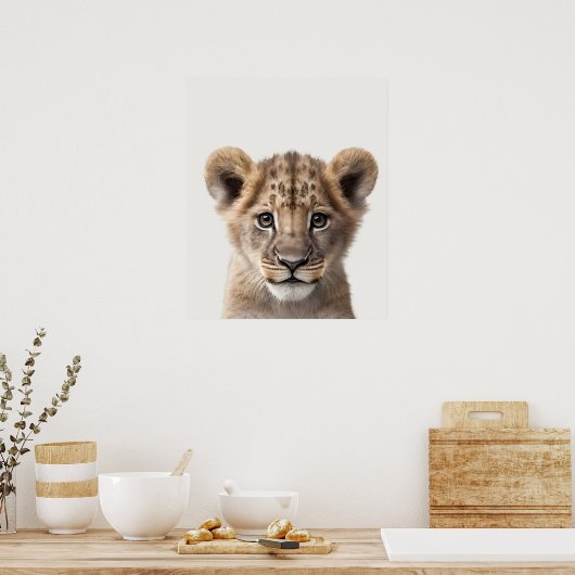Baby Safari African Jungle Animals Lion Cub Poster (Küche)