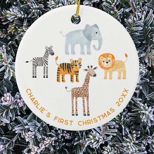 Baby Safari Animal Personalisiert First Christmas Keramik Ornament