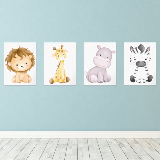 Baby Safari Animal Wall Decor Bilderwand Sets (Holzboden)