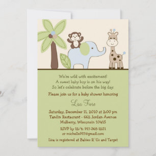 Baby Safari Jungle Animal Baby Shower Einladungen