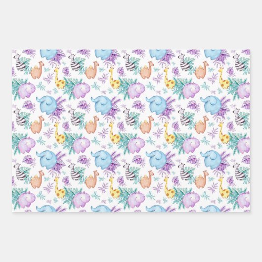 Baby Safari Kinderzimmer Wrapping Paper Sheets Set Geschenkpapier Set (Vorderseite)