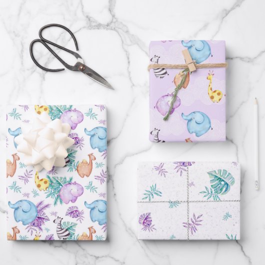 Baby Safari Kinderzimmer Wrapping Paper Sheets Set Geschenkpapier Set (Vorderseite)