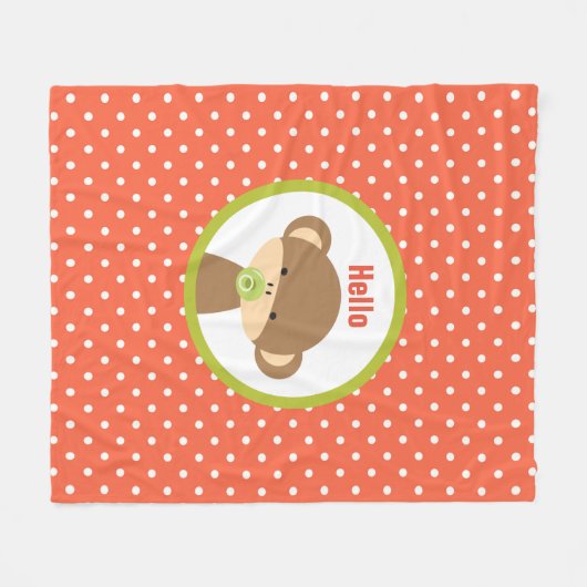 Baby Safari Monkey mit Schnuller Hallo Fleecedecke (Vorderseite (Horizontal))