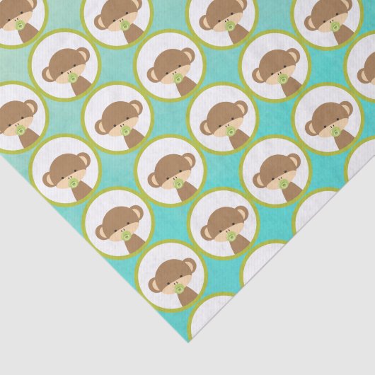 Baby Safari Monkey mit Schnuller Pattern Seidenpapier (Ausschnitt)