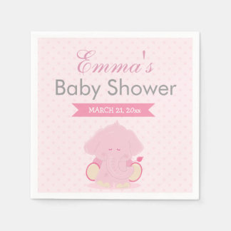 Baby Safari Pink Sleepy Elephant Serviette