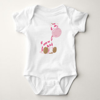 Baby Safari Pink Sleepy Giraffe Kinderzimmer Kunst Strampler