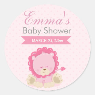 Baby Safari Pink Sleepy Lion - Kinderzimmer Kunstg Runder Aufkleber