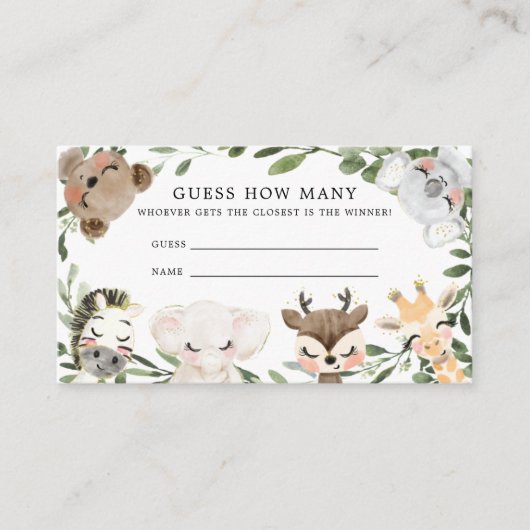 Baby Safari schätzt die Anzahl der Karten (Vorderseite)