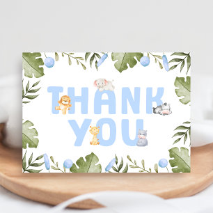 Baby- Safari- Tier- Babyparty  Dankeskarte