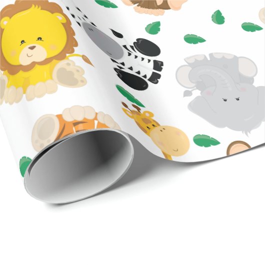 Baby-Safari-Tier-Muster Geschenkpapier (Rolleneckpunkt)