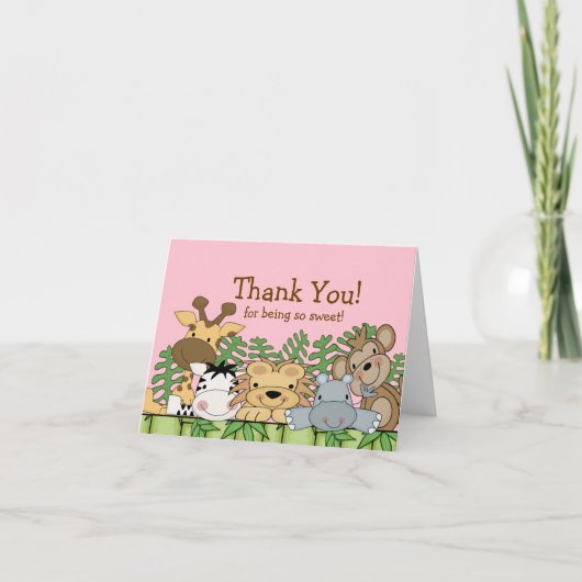 Baby Safari Tiere Danke Note Card (Vorderseite)