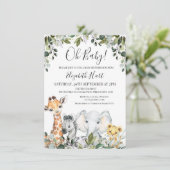 Baby Safari Tiere mit Löwenbaby-Dusche Einladung (Stehend Vorderseite)