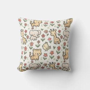 Baby Safari Wildlife mit Doodle-Blume Kissen