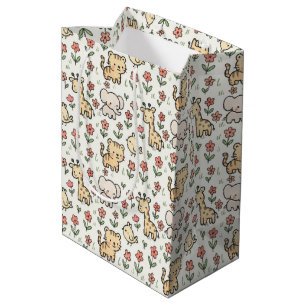 Baby Safari Wildlife mit Doodle-Blume Mittlere Geschenktüte