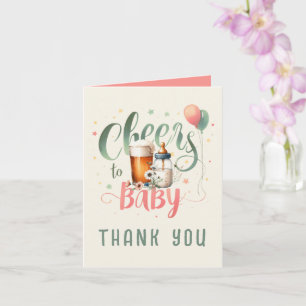 Baby Sage Peach Gingham DANK YOU CARDS Karte