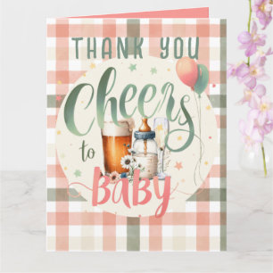 Baby Sage Peach Gingham DANK YOU CARDS Karte